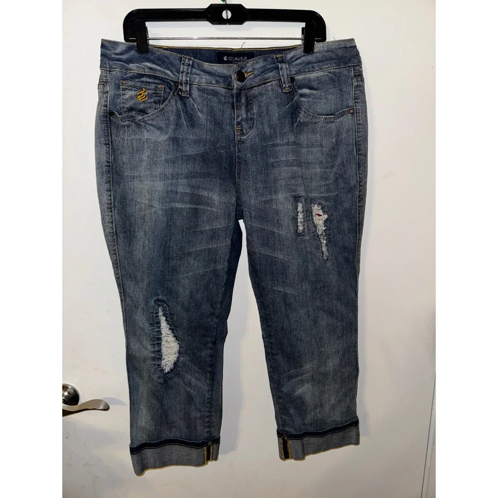 Y2K Vintage Rocawear Women's Capris Jeans Distressed Ripped Jeans - Picture 2 of 7